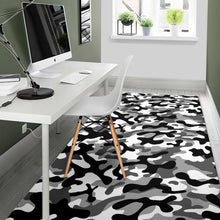 Load image into Gallery viewer, Black white camo camouflage pattern Area Rug
