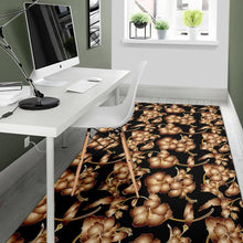Load image into Gallery viewer, Brown Hibiscus Pattern Print Design HB06 Area Rugs
