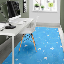 Load image into Gallery viewer, Airplane Pattern Blue Backgroung Area Rug
