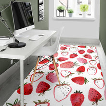 Load image into Gallery viewer, watercolor hand drawn beautiful strawberry pattern Area Rug
