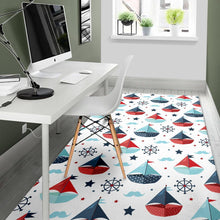 Load image into Gallery viewer, Cute color paper sailboat pattern Area Rug
