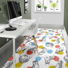 Load image into Gallery viewer, Siberian husky and colorful circle pattern Area Rug
