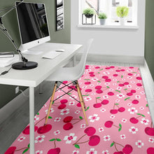 Load image into Gallery viewer, cherry flower pattern pink background Area Rug
