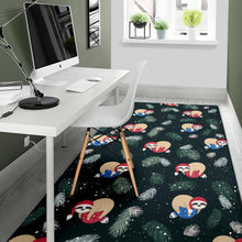 Load image into Gallery viewer, Cute sloths sleeping christmas ball santa hat pattern Area Rug
