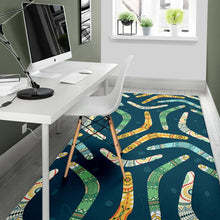 Load image into Gallery viewer, Boomerang Aboriginal Pattern Dark Background Area Rug
