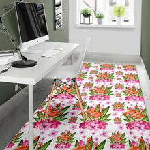 Load image into Gallery viewer, Flamingo Pink Hibiscus Pattern Area Rug
