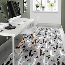 Load image into Gallery viewer, Black and White Llama Pattern Area Rug
