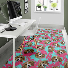 Load image into Gallery viewer, Beagle muzzles turquoise paint splashes pink pattern Area Rug
