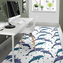 Load image into Gallery viewer, Dolphins pattern dotted background Area Rug
