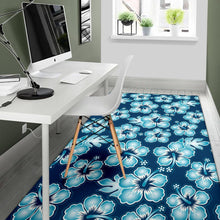 Load image into Gallery viewer, Blue Hibiscus Pattern Print Design HB011 Area Rugs
