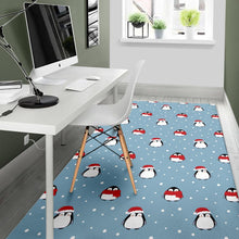Load image into Gallery viewer, Cute penguin christmas snow pattern Area Rug
