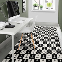 Load image into Gallery viewer, Anchor Black and White Patter Area Rug
