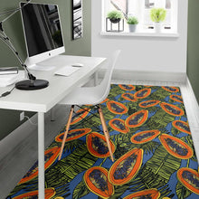 Load image into Gallery viewer, Colorful papaya tropical leaves Area Rug
