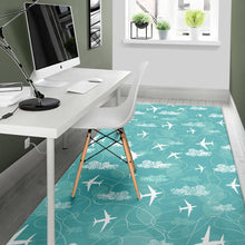 Load image into Gallery viewer, Airplane Cloud Pattern Green Background Area Rug
