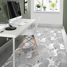 Load image into Gallery viewer, white swan gray background Area Rug
