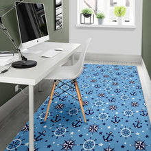 Load image into Gallery viewer, Anchors rudder compass star nautical pattern Area Rug
