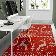 Load image into Gallery viewer, Deer Sweater Printed Red Pattern Area Rug
