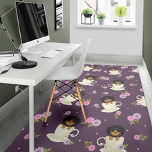 Load image into Gallery viewer, Dachshund in Coffee Cup Flower Pattern Area Rug
