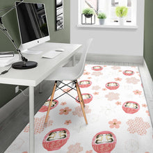 Load image into Gallery viewer, Daruma japanese wooden doll cherry blossom flower pattern Area Rug
