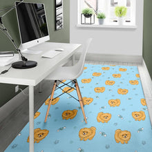 Load image into Gallery viewer, Brown cute pomeranian blue blackground Area Rug
