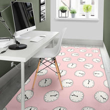 Load image into Gallery viewer, Clock pattern pink blackground Area Rug
