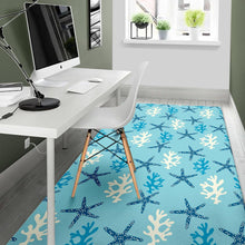 Load image into Gallery viewer, Blue starfish coral reef pattern Area Rug
