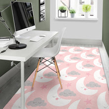 Load image into Gallery viewer, Cute moon cloud star pattern pink dot background Area Rug
