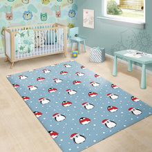 Load image into Gallery viewer, Cute penguin christmas snow pattern Area Rug
