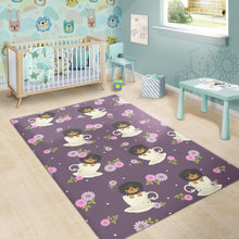 Load image into Gallery viewer, Dachshund in Coffee Cup Flower Pattern Area Rug
