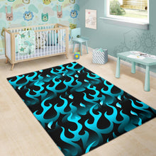 Load image into Gallery viewer, Blue Flame Fire Pattern Background Area Rug
