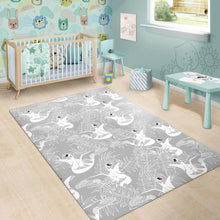 Load image into Gallery viewer, white swan gray background Area Rug
