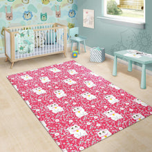 Load image into Gallery viewer, Maneki Neko Lucky Cat sakura pink background Area Rug
