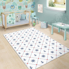 Load image into Gallery viewer, Anchor rudder nautical design pattern Area Rug
