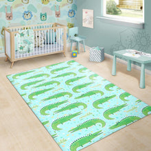Load image into Gallery viewer, Crocodile Pattern Blue background Area Rug
