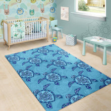 Load image into Gallery viewer, Sea Turtle Blue Tribal Pattern Area Rug
