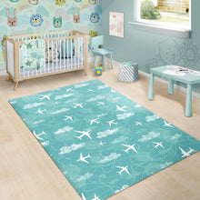 Load image into Gallery viewer, Airplane Cloud Pattern Green Background Area Rug
