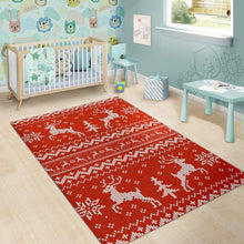 Load image into Gallery viewer, Deer Sweater Printed Red Pattern Area Rug
