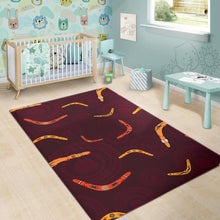 Load image into Gallery viewer, Boomerang Australian aboriginal ornament circle black background Area Rug
