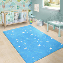 Load image into Gallery viewer, Airplane Pattern Blue Backgroung Area Rug
