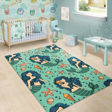 Load image into Gallery viewer, Mermaid Pattern Green Background Area Rug
