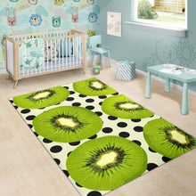 Load image into Gallery viewer, kiwi black dot background Area Rug
