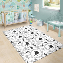 Load image into Gallery viewer, Crows floral wreath rabbit pattern Area Rug
