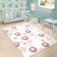 Load image into Gallery viewer, Daruma japanese wooden doll cherry blossom flower pattern Area Rug
