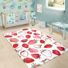 Load image into Gallery viewer, watercolor hand drawn beautiful strawberry pattern Area Rug
