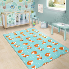 Load image into Gallery viewer, Fox pattern blue b ackground Area Rug
