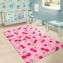 Load image into Gallery viewer, cherry flower pattern pink background Area Rug
