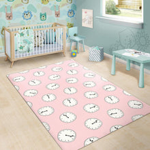 Load image into Gallery viewer, Clock pattern pink blackground Area Rug
