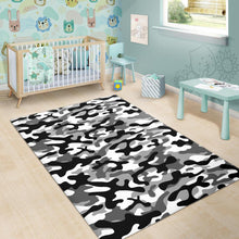 Load image into Gallery viewer, Black white camo camouflage pattern Area Rug
