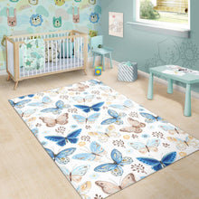 Load image into Gallery viewer, blue butterfly pattern Area Rug
