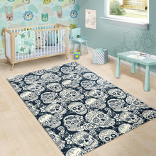Load image into Gallery viewer, Sugar skull black white pattern Area Rug
